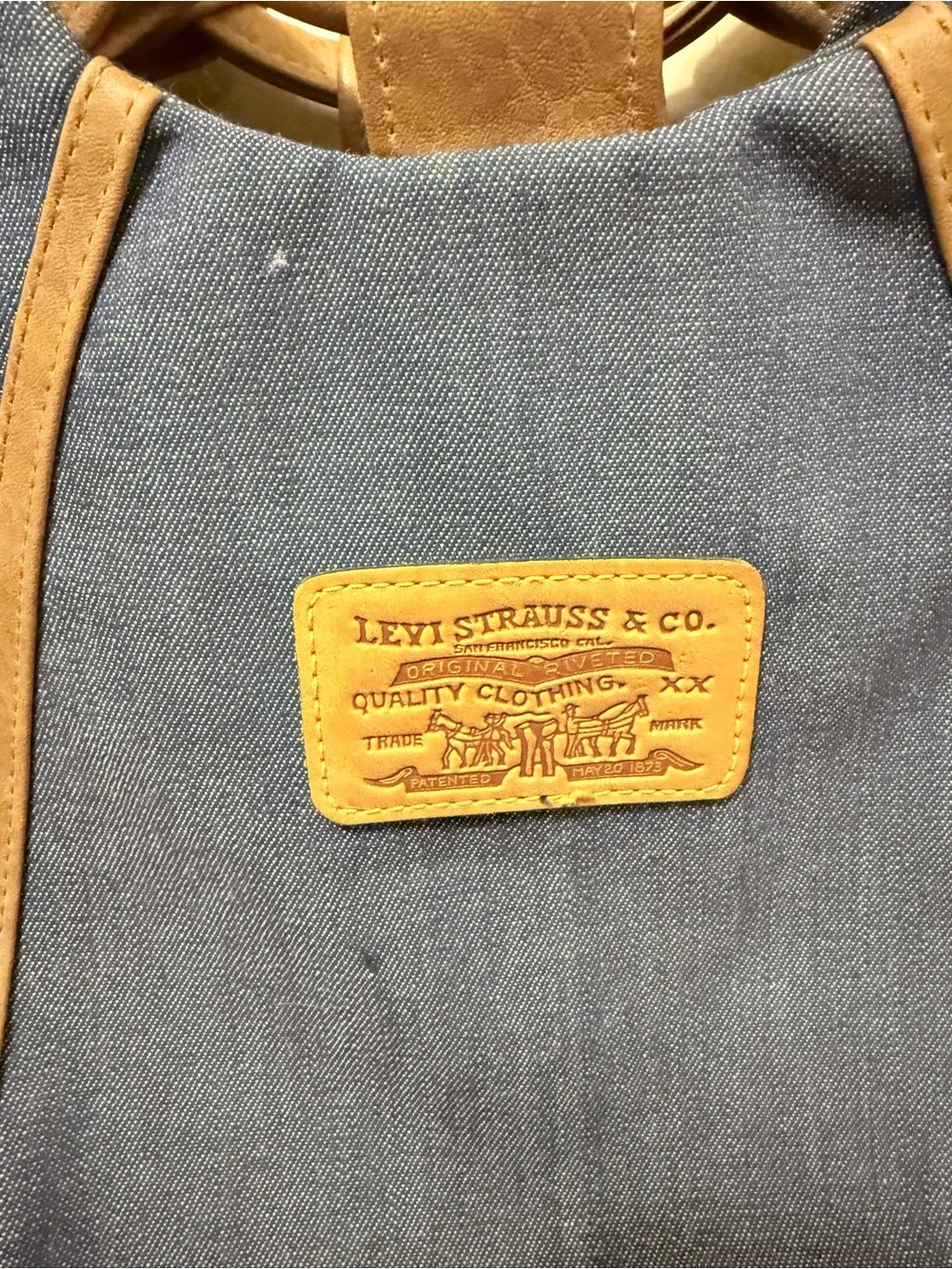 Vintage Levis Denim Hobo Bag with Vegan Leather